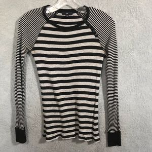 Gap Black Gray Striped Thermal Shirt Size Small